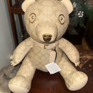 Coach Beige Signature Pattern Bear